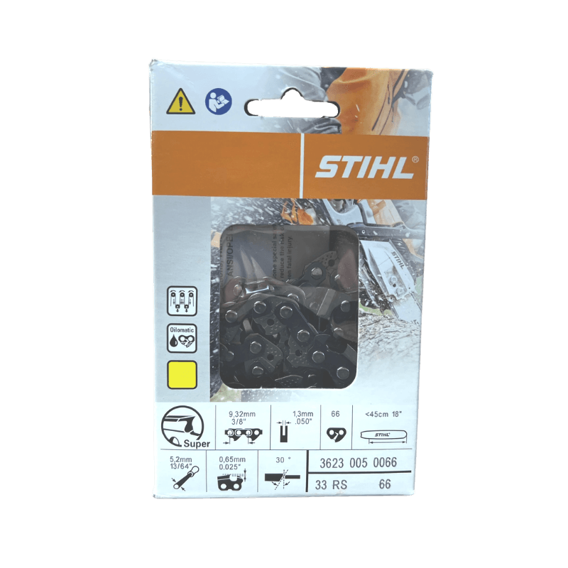 STIHL, Catena STIHL OILOMATIC® Loop 33 RS 66 - Calibro .050 - Barra 18" - 66 maglie di trasmissione - Passo 3/8" - 3623-005-0066