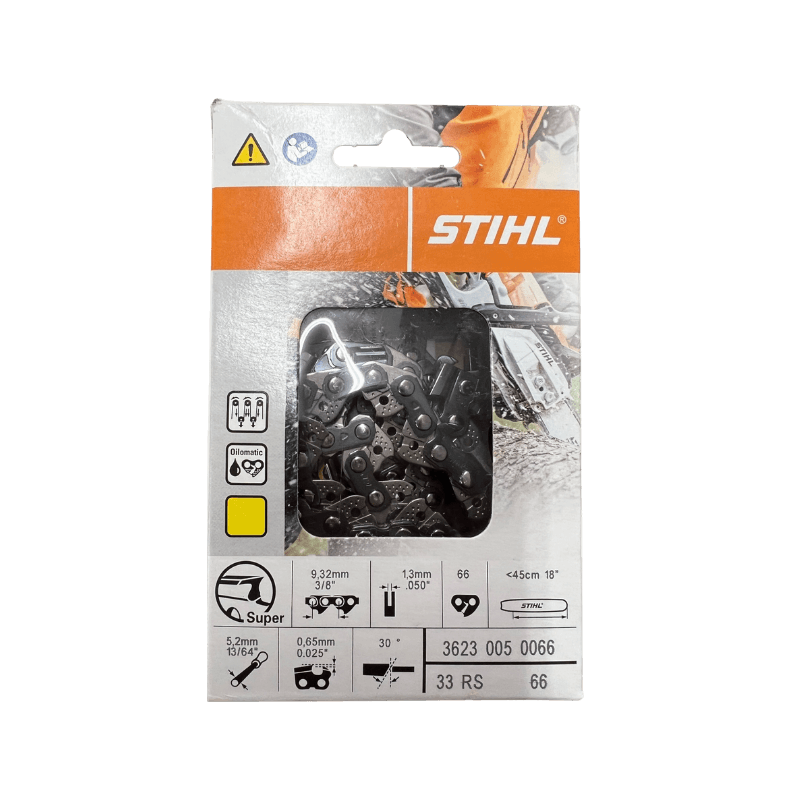 STIHL, Catena STIHL OILOMATIC® Loop 33 RS 66 - Calibro .050 - Barra 18" - 66 maglie di trasmissione - Passo 3/8" - 3623-005-0066