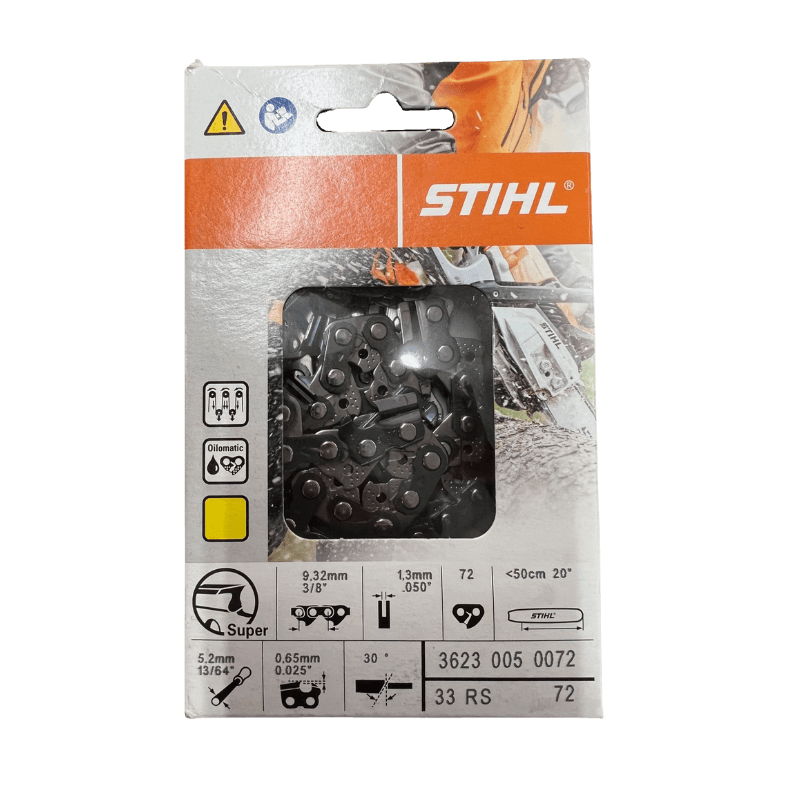 STIHL, Catena STIHL OILOMATIC® Loop 33 RS 72 .050 Gauge - Barra 20" - 72 maglie motrici - Passo 3/8" 3623-005-0072