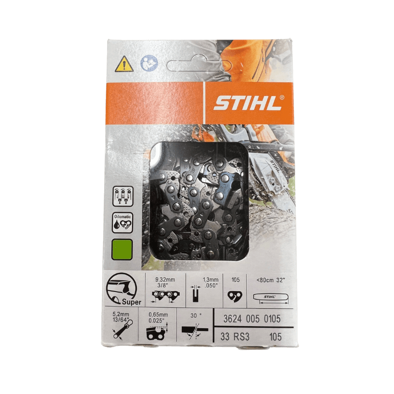 STIHL, Catena STIHL OILOMATIC® Loop 33 RS3 105 calibro .050" - barra 32" - 105 maglie di trasmissione - passo 3/8" - 3624-005-0105