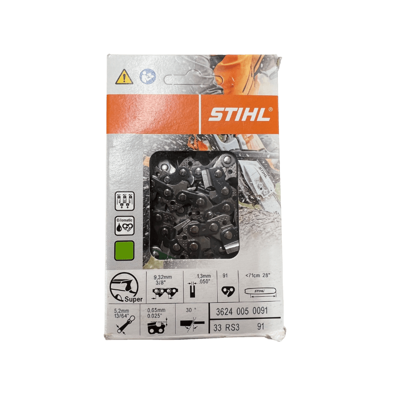 STIHL, Catena STIHL OILOMATIC® Loop 33 RS3 91 - calibro .050" - barra 28" - 91 maglie di trasmissione - passo 3/8" 3624-005-0091