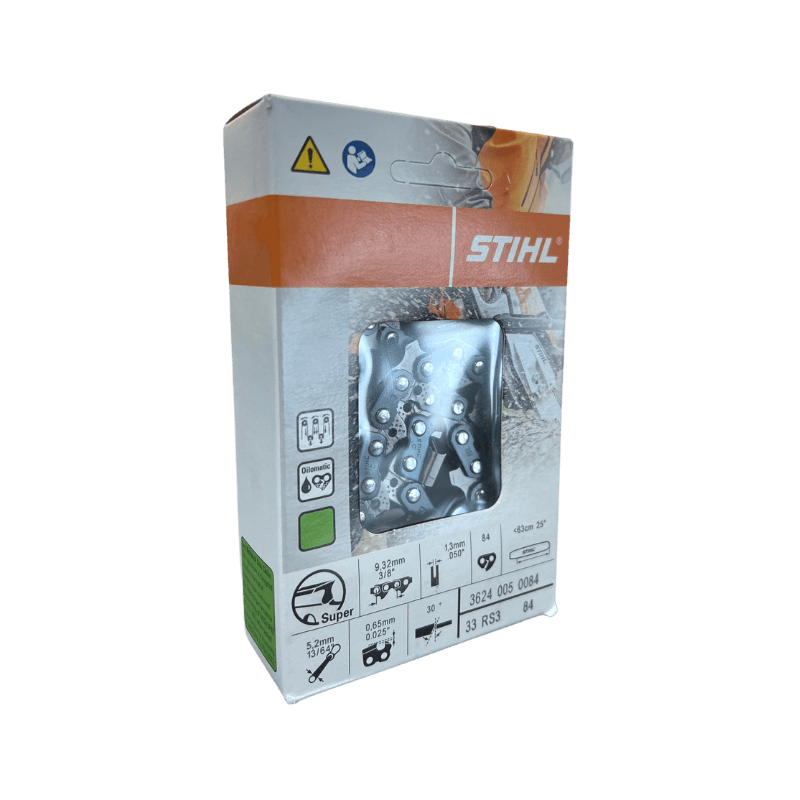 STIHL, Catena STIHL OILOMATIC® Loop 33 RS3 - Calibro .050 - Barra 24" - 84 maglie di trasmissione - Passo 3/8" -84 3624-005-0084