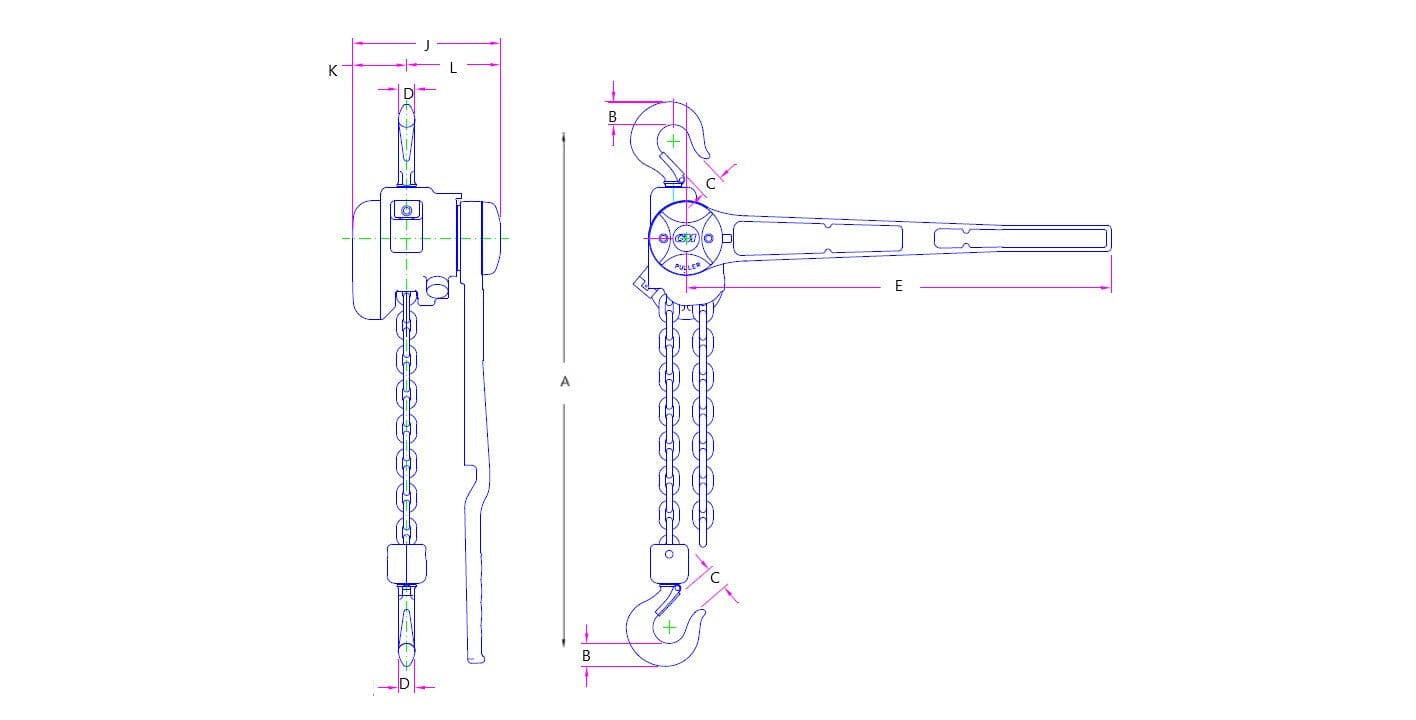 Colombo McKinnon, Columbus McKinnon Paranco a catena Coffing 3 Ton - 640-4047