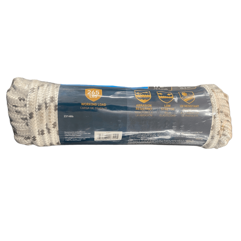 Tru Guard, Tru Guard Diamond Braid Poly Rope Bianco/Grigio 1/2 pollice x 50 piedi.