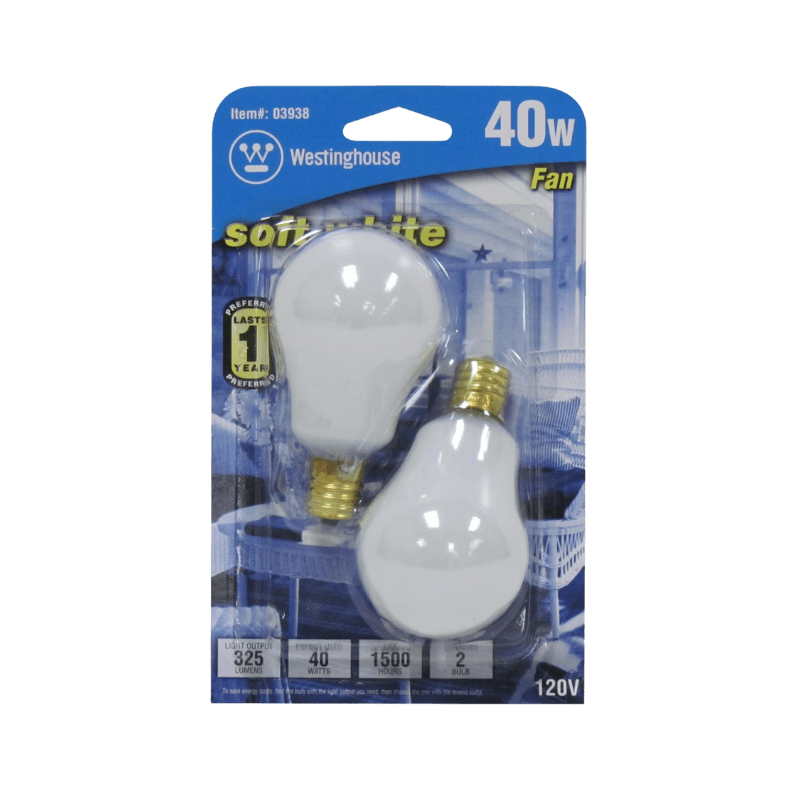 Westinghouse, Westinghouse 40 watt A15 A-Line Lampadina a incandescenza E17 (intermedia) bianco tenue 2-Pack.