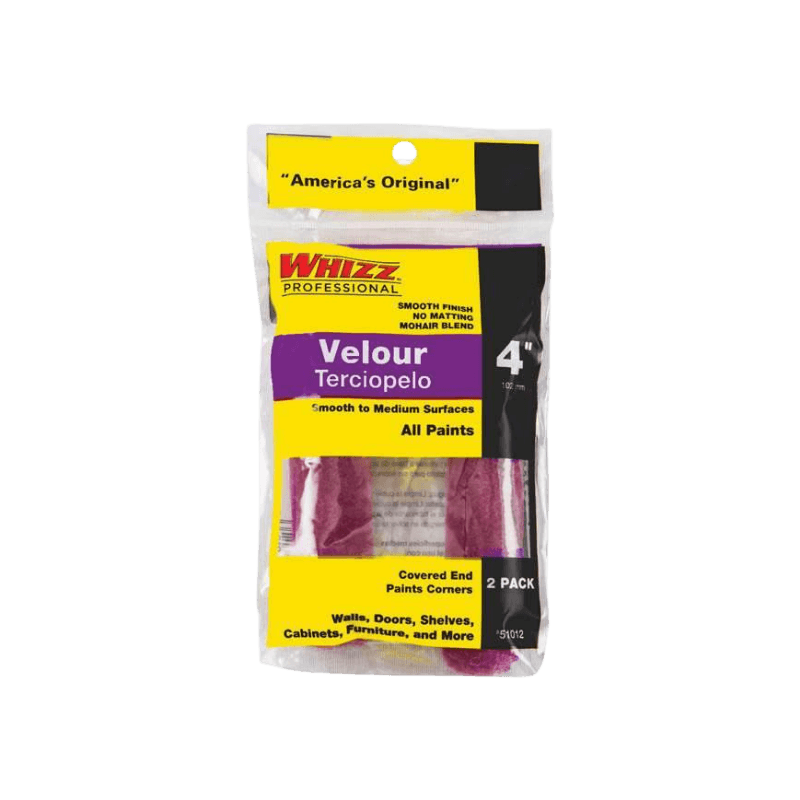 Whizz, Whizz Mini Paint Roller Cover Velour 4 in. L x 3/16". Confezione da 2 pezzi.