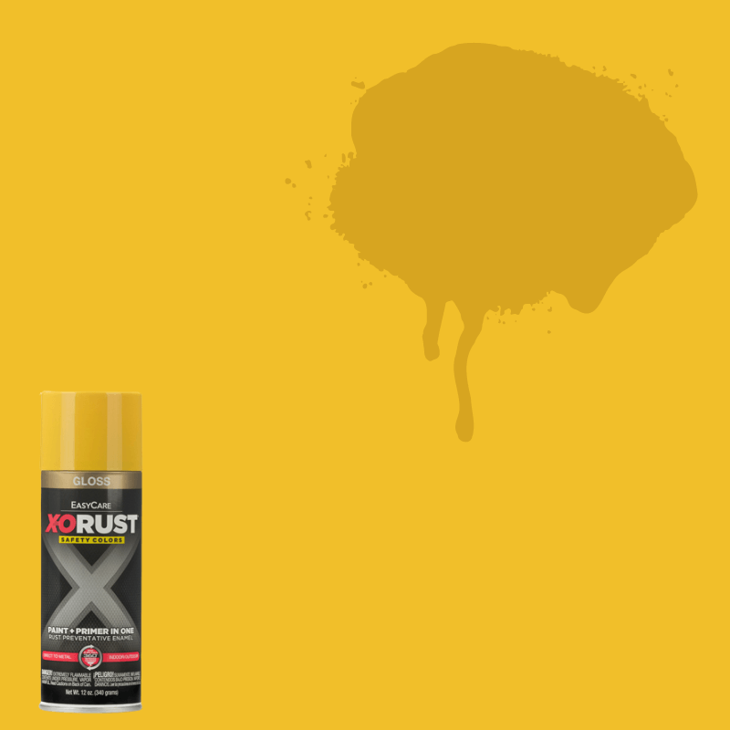 X-O Ruggine, X-O RUST Vernice spray e primer antiruggine giallo sicurezza lucido da 12 oz.